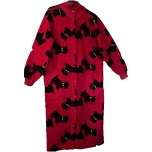 Vintage Scottish Terriers Long Red Fleece Night Gown Robe GO SOFTLY Women's M